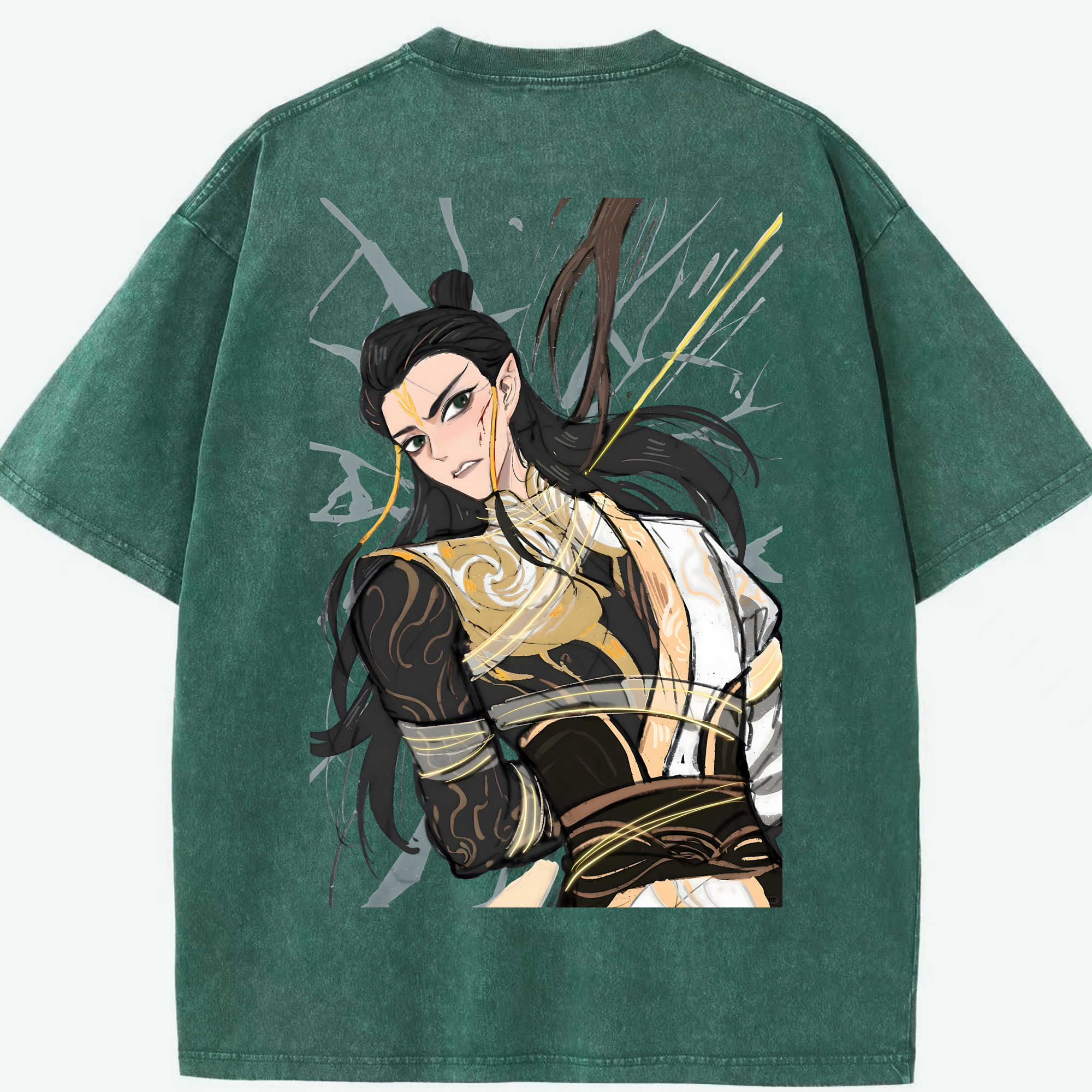 （画像用） Ne Zha 2 ナタ 魔童の大暴れ 綿100% ヴィンテージ風 半袖Tシャツ（背面プリント）